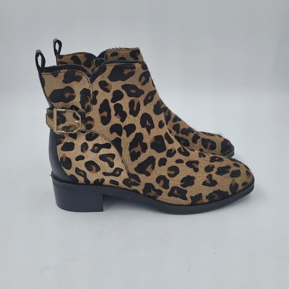 Cole Haan Kimberly Cheetah Print Side Zip Fur Bootie Ankle Boot W22302 Size 6.5B - Picture 7 of 12